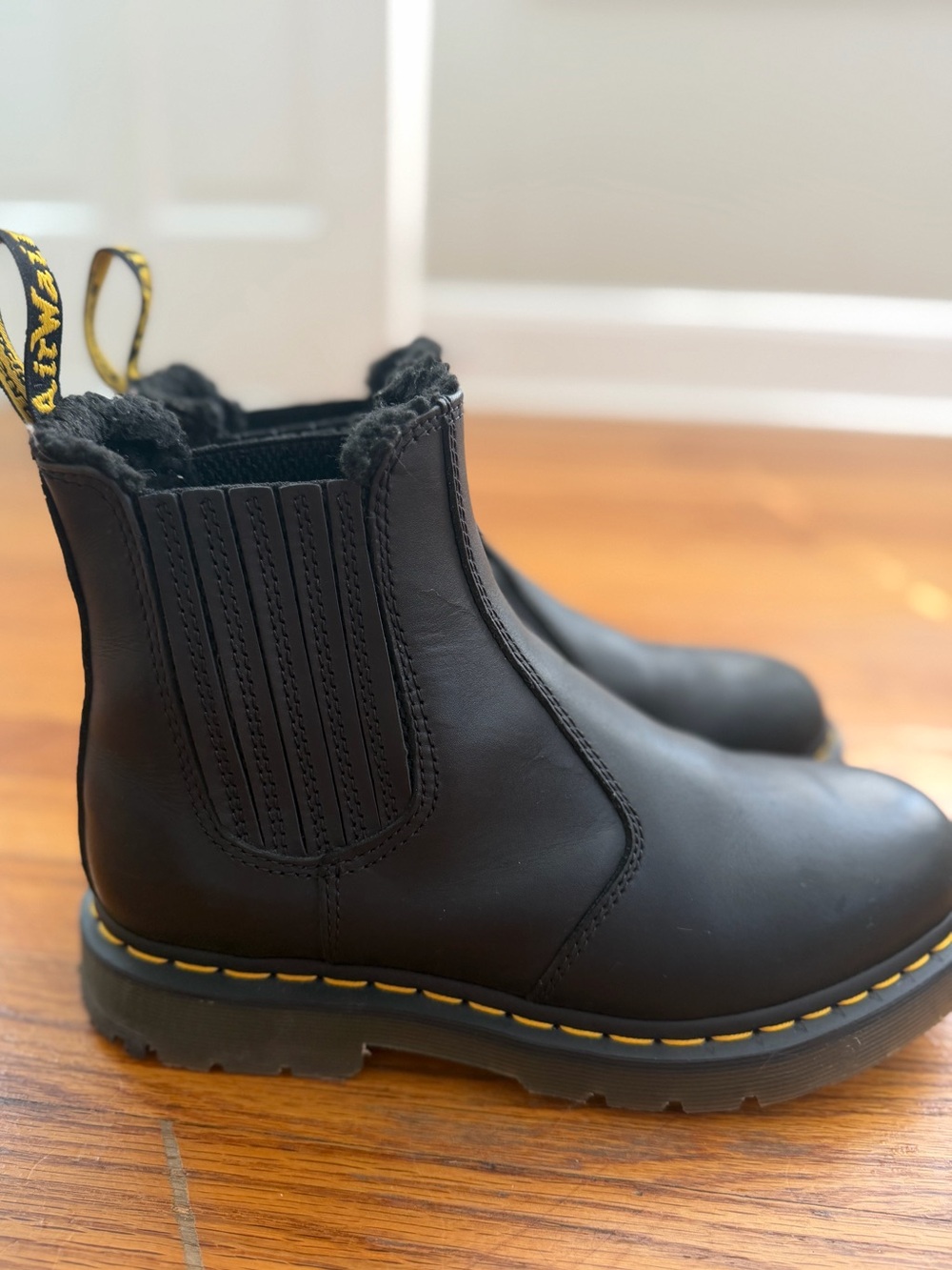 Dr. Martens Black Leather Grizzly Leather Chelsea Boots